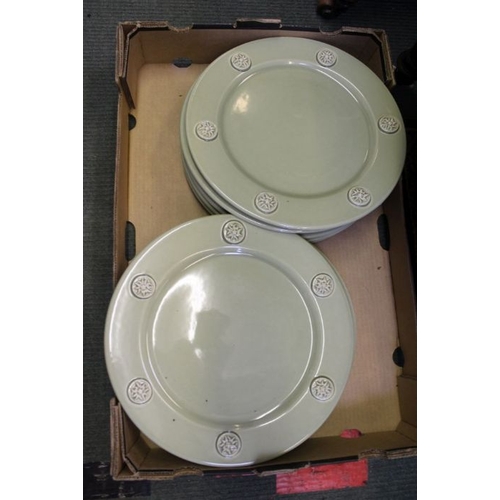 209 - Two boxes of table top & kitchen pottery wares