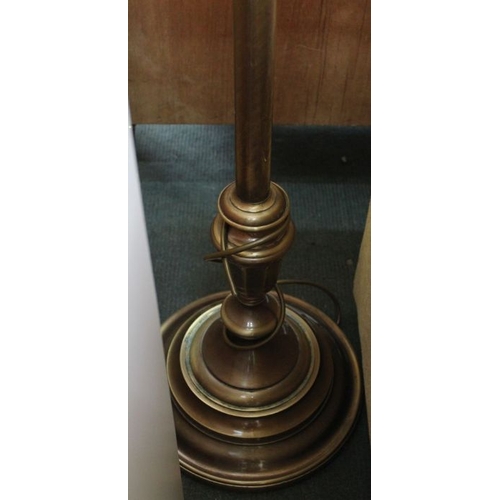 211 - Brass standard lamp with cream shade