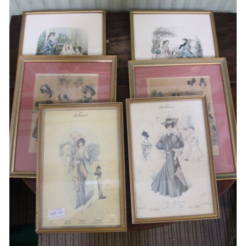 237 - A mixed selection of gilt framed prints of ladies fashion