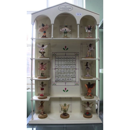 90 - Danbury Mint Flower Fairies perpetual calendar with 12 figures of the month with stand.