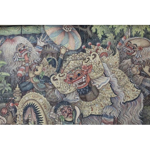 103 - A Bali painting of Gods, 39cm x 34cm, framed