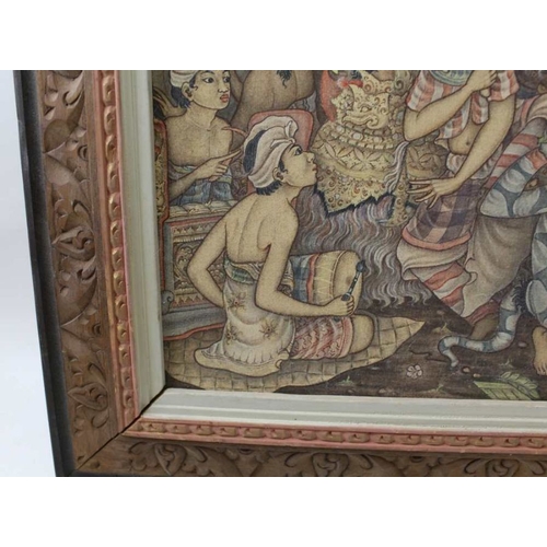 103 - A Bali painting of Gods, 39cm x 34cm, framed