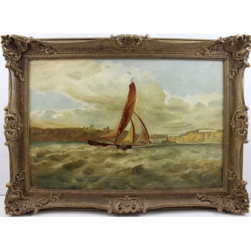 116 - William Bond (1833-1926) Sail boat off the coast, oil painting on canvas, signed and dated (18)96, 3... 