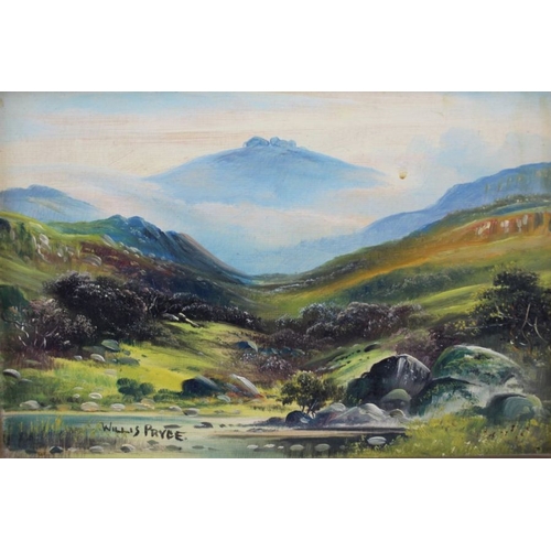 126 - George Willis-Pryce (1866-1949) Dartmoor and a Scottish Loch, two oil paintings on board, both signe... 