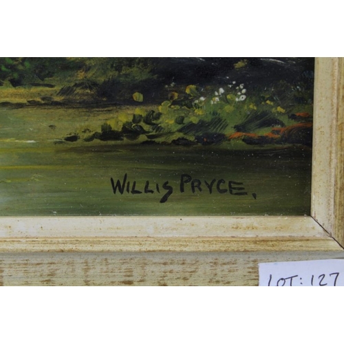 127 - George Willis-Pryce (1866-1949), Langdale Pikes, Lake District, 15cm x 20cm and Derbyshire, fly fish... 