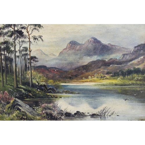 127 - George Willis-Pryce (1866-1949), Langdale Pikes, Lake District, 15cm x 20cm and Derbyshire, fly fish... 