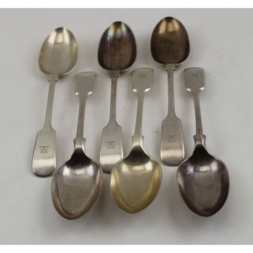 15 - William Hutton and sons Ltd, a set of six silver fiddle pattern soup or serving spoons, engraved Lio... 