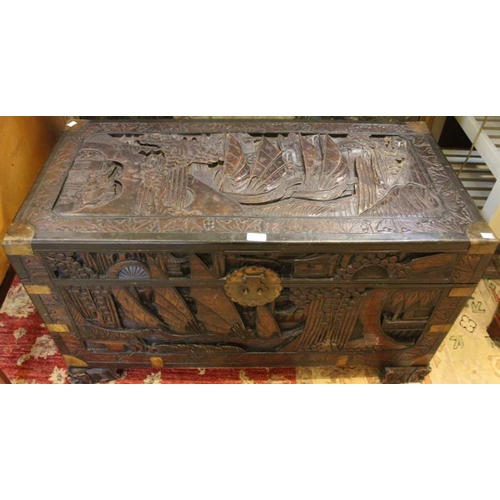 197 - An imported carved wooden chest