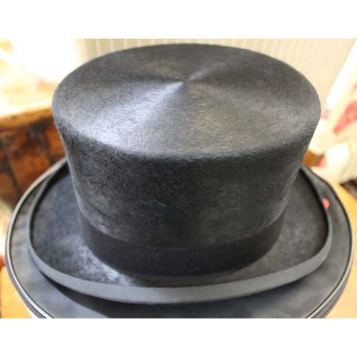 216 - A Christies of London ladies dressage felt top hat, size 6 3/4 with hat box