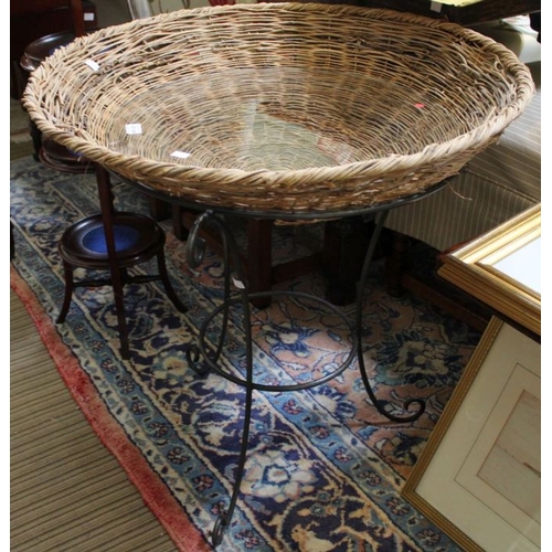 220 - A metal based dish topped occasional table, 73cm x 70 cm