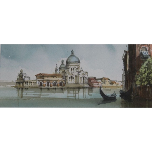 223 - A pair of Venice watercolour views, unknown artist, 5cm x 15cm, glazed and framed