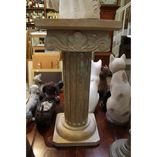 226 - A limed wood carved pillar jardiniere stand, 72cm high x 34cm square