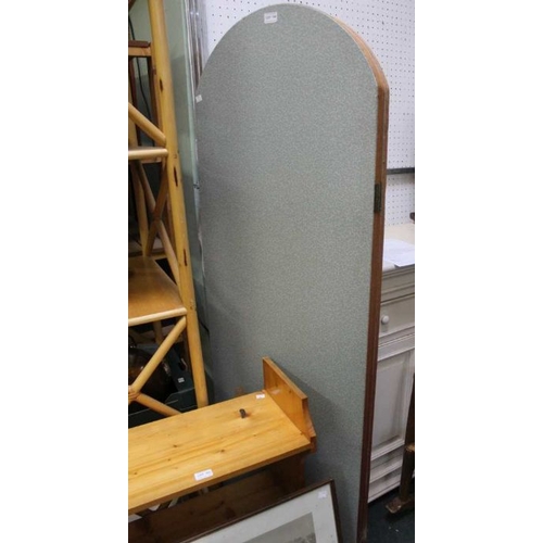 227 - A triple panelled double sided upholster folding room screen, 168cm high