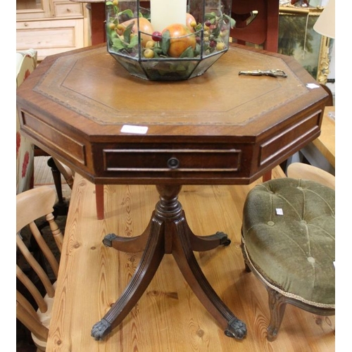 245 - A reproduction leather inset octagonal top centre table.