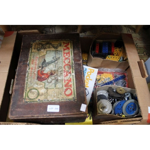 250 - A selection of vintage Meccano including an original early boxed engineering set.