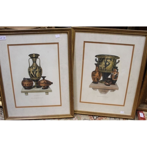 252 - Henry Moses - two gilt framed engravings of Greek pottery together with one other print