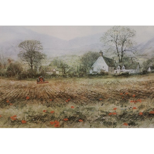 256 - A gilt framed print of pheasants plus another landscape picture.