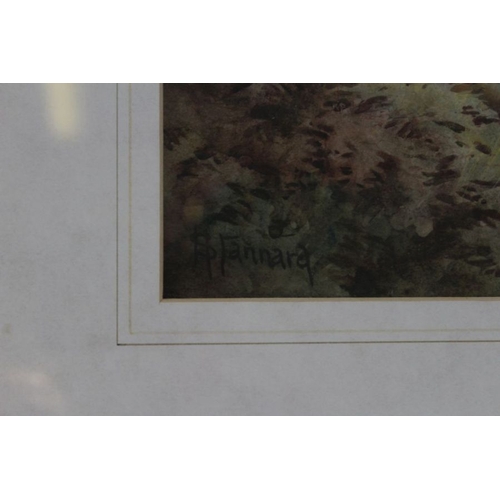 264 - Stannard - A watercolour study of a pheasant shoot, 34cm x 64c, signed in glazed frame