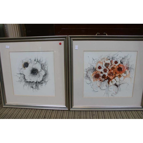 286 - Kay Elliott -  a large original watercolour of Sunflowers, 52cm x 72cm, glazed & framed, together wi... 