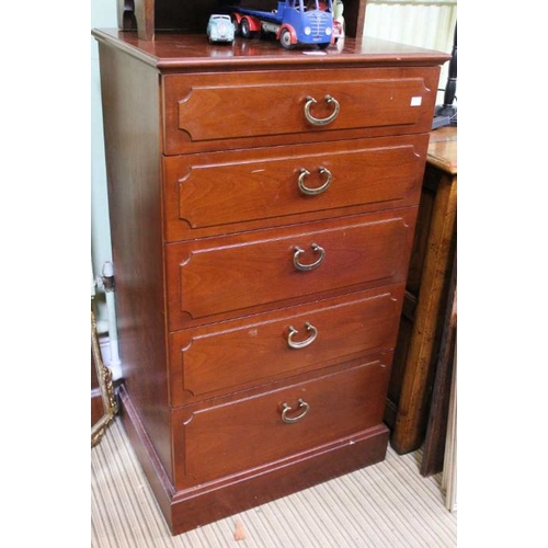 287 - A mahogany finished red label G-Plan 20th century chest of five drawers, 58cm wide x 104 cm