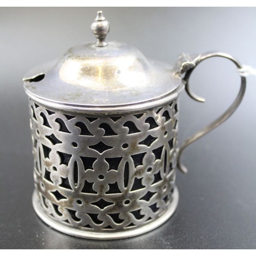 3 - The Alexander Clark Manufacturing Co, a silver drum mustard of Georgian design, pierced decoration, ... 