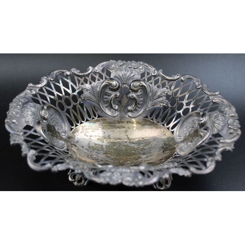 5 - Sibray Hall and Co, a silver sweetmeat bowl, pierced and embossed decoration, London 1893, 18.5cm x ... 