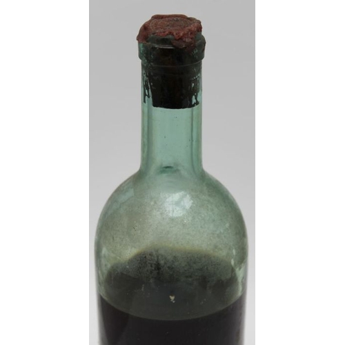 527 - Rum? Dated 27/8/1948 on label, bottled in blue wartime glass, has wax seal bearing crown, 1 bottle