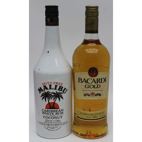 532 - Bacardi Gold 40%, 1 litre bottle 

Malibu 21%, 1 litre bottle (2)