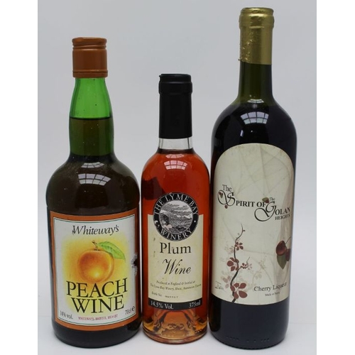 534 - Cherry Liqueur, The Spirit of the Golan Heights, 1 bottle 

Peach Wine, Whiteways, 1 bottle 

Plum W... 