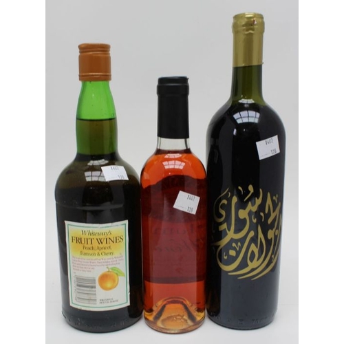 534 - Cherry Liqueur, The Spirit of the Golan Heights, 1 bottle 

Peach Wine, Whiteways, 1 bottle 

Plum W... 