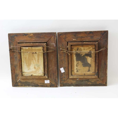 82 - A pair of gilt framed crystoleums, depicts Georgian ladies of fashion, 13cm x 10cm