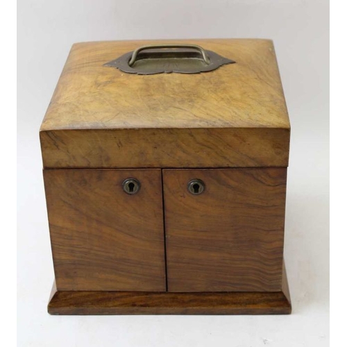 85 - A Victorian dressing table box, opens to reveal drawers and bottles within, 18cm wide