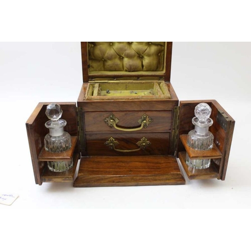 85 - A Victorian dressing table box, opens to reveal drawers and bottles within, 18cm wide