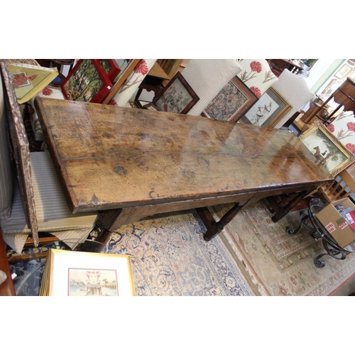 209 - A 17th century oak refectory table, single plank top, 1 3/4