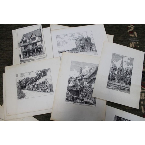 160 - An envelope containing black and white prints of various sites in Stratford upon Avon.