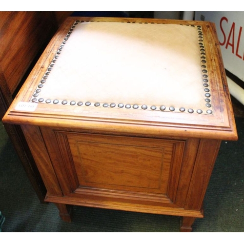 209 - A mahogany bedside cabinet (door detached).  Plus a pad top commode with ceramic liner.