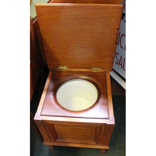 209 - A mahogany bedside cabinet (door detached).  Plus a pad top commode with ceramic liner.