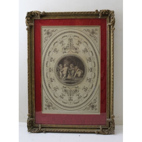 290 - Three framed engravings, putti