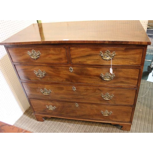 117 - A 19th century mahogany chest of two over three drawers, brass handles, on bracket feet, 107cm wide