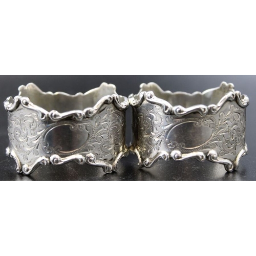 15 - A pair of silver napkin rings, engraved decoration, Birmingham 1903, combined weight: 53g