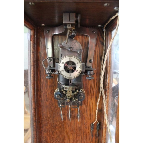 154 - A mahogany cased Princeps electrical time regulator, made by The Telephone MFG Co Ltd, 141cm high wi... 