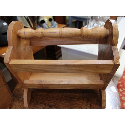 171 - An elm magazine rack, made by Lench Craft of Atch Lench