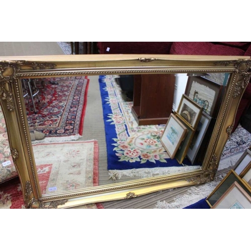 173 - A large rectangular bevel plate gilt framed mirror 75 x 105 cm