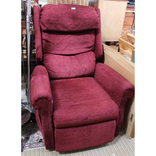 174 - A burgundy Rise & Recline Ltd, recline & massage chair