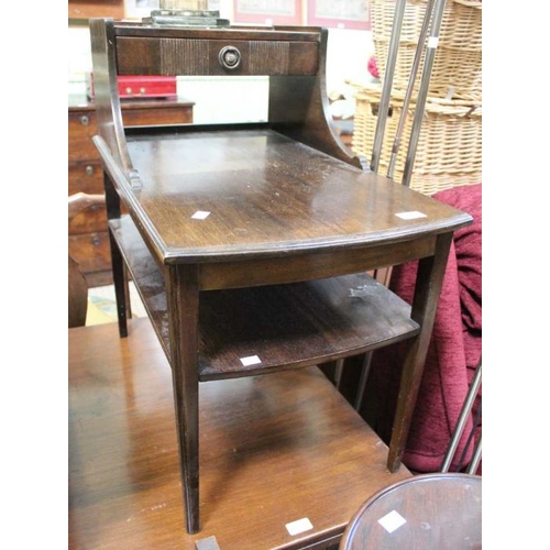 179 - A dark wood three tier telephone table with undertier & drawer