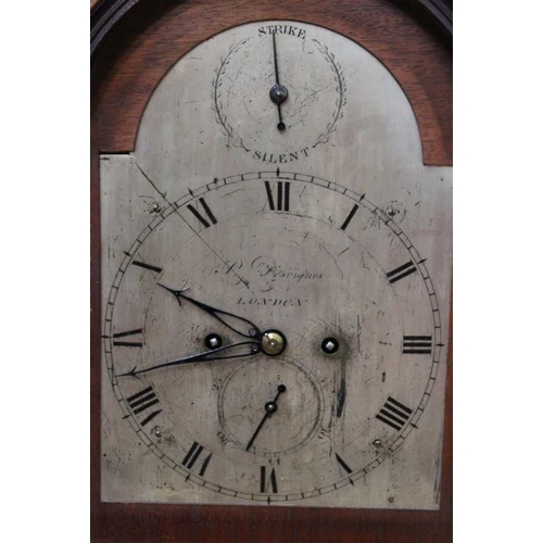 197 - An 18th Century mahogany cased bracket clock, chain driven, 'P Desvignes - London' on the silvered d... 