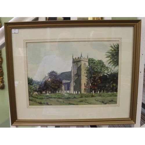 214 - A original watercolour study of a Church, signed Joseph Page