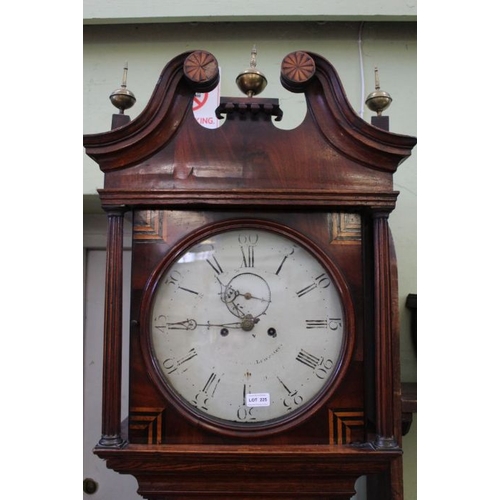 225 - A Leicester made long case clock, mahogany crossbanded oak, circular dial, 8-day movement, c.1800, 2... 