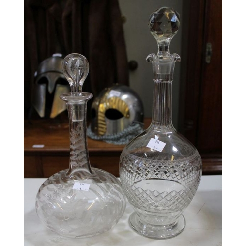 226 - Three decanters with stoppers and a conical carafe