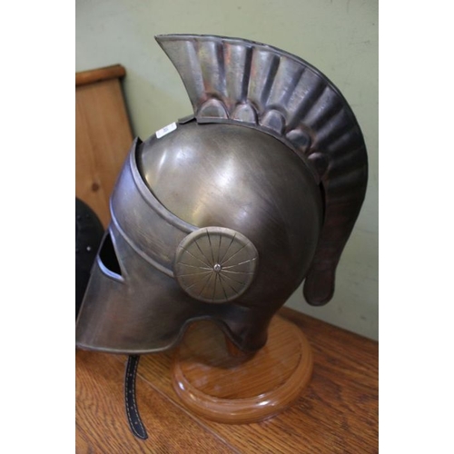 249 - A metal Grecian design full face helmet